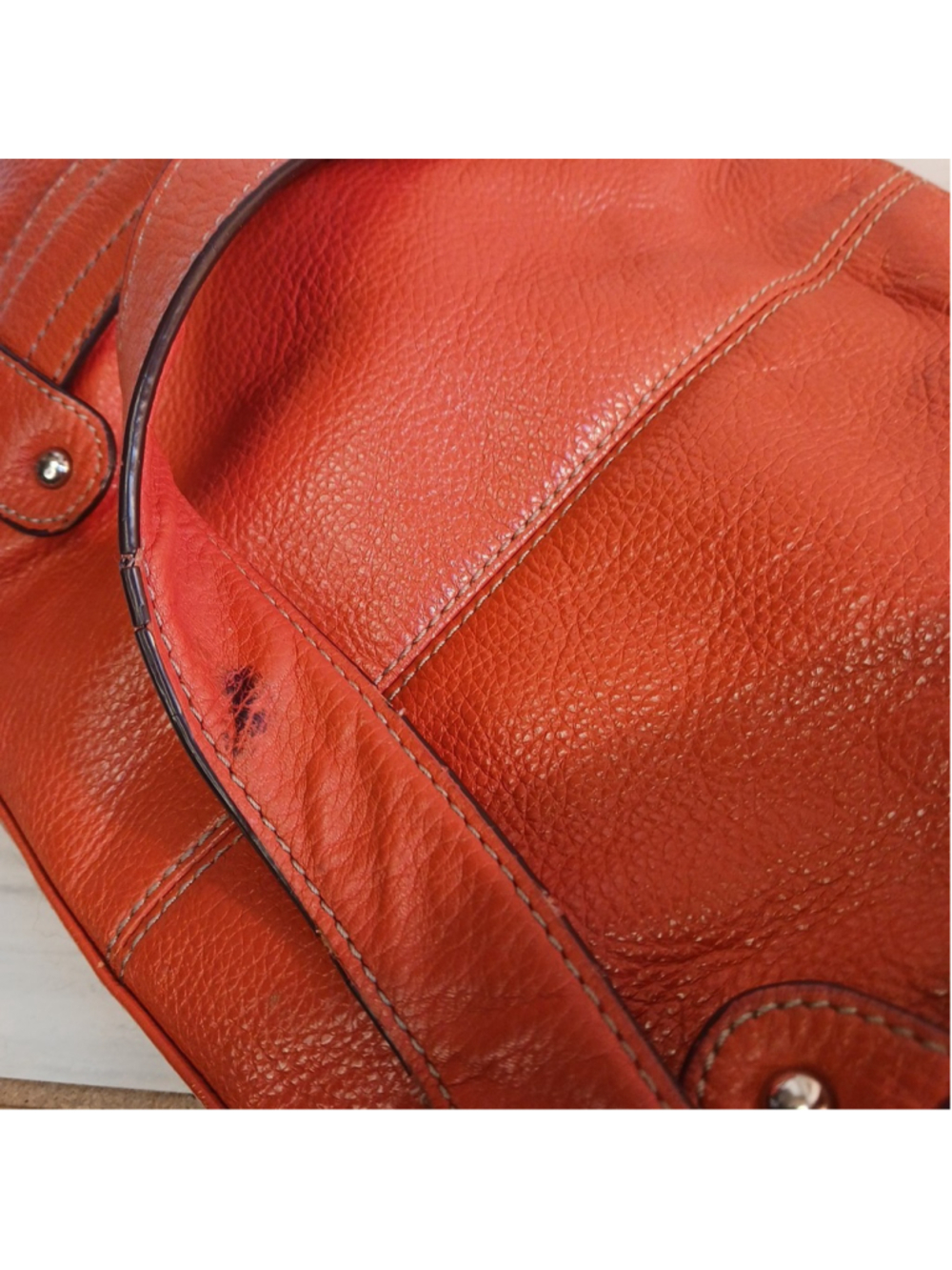 VTG Y2K Tignanello Handbag Orange Leather 2 Straps Magnetic Closure shoulder Bag - Picture 5 of 10